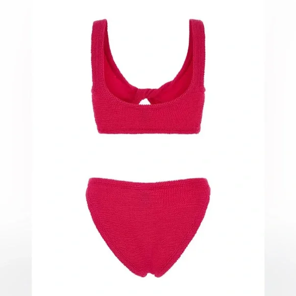 Hunza G Juno Two Piece Crinkle Bikini Swim Set Raspberry Pink NWT OS - Picture 16 of 16